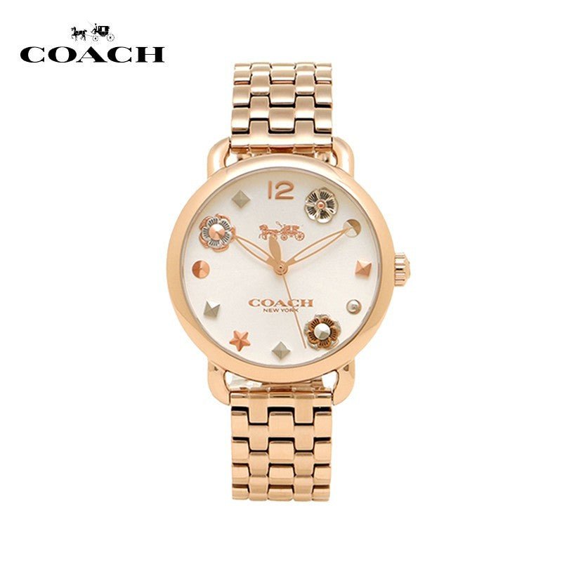 Coach Delancey White Dial Rose Gold Tone Stainless Steel Watch For Women - 14502811 Buy Now By Coach