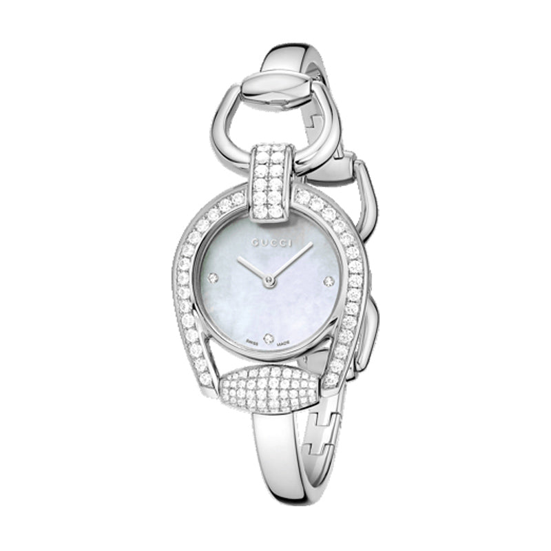Gucci Horsebit Collection Diamonds Mother of Pearl Dial Silver Steel Strap Watch For Women - YA139505 Buy Now By Gucci