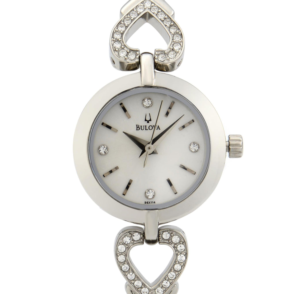 Bulova Crystals White Dial Silver Steel Strap Watch for Women - 96X114 Buy Now By Bulova