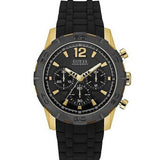 Guess Caliber Chronograph Black Dial Black Rubber Strap Watch for Men - W0864G3 Buy Now By Guess