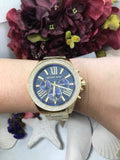 Michael Kors Wren Diamonds Blue Dial Gold Steel Strap Watch for Women - MK6291 Buy Now By Michael Kors
