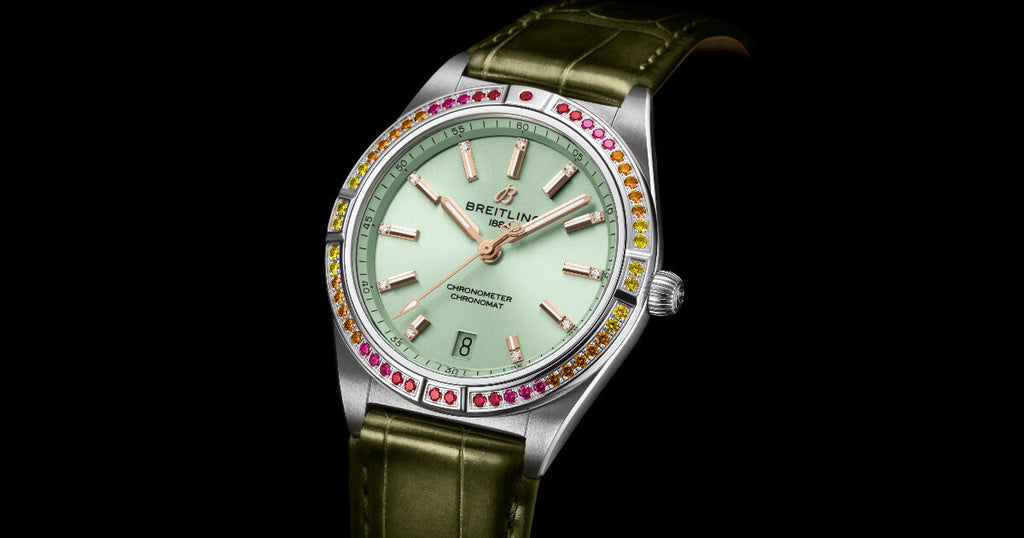 Breitling Chronomat Automatic 36 South Sea Green Dial Green Leather Strap Watch for Women - A10380611L1P1 Buy Now By Breitling