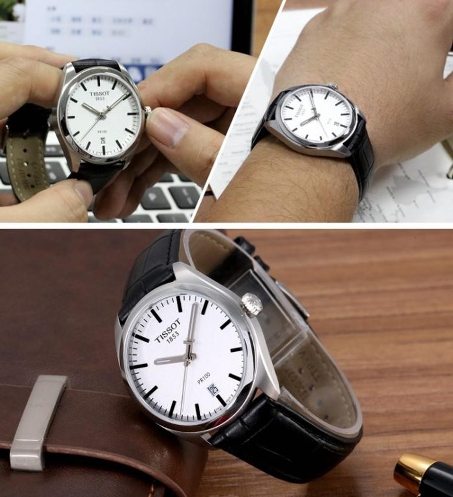 Tissot T Classic PR 100 White Dial Black Leather Strap Watch for Men - T101.410.16.031.00 Buy Now By Tissot