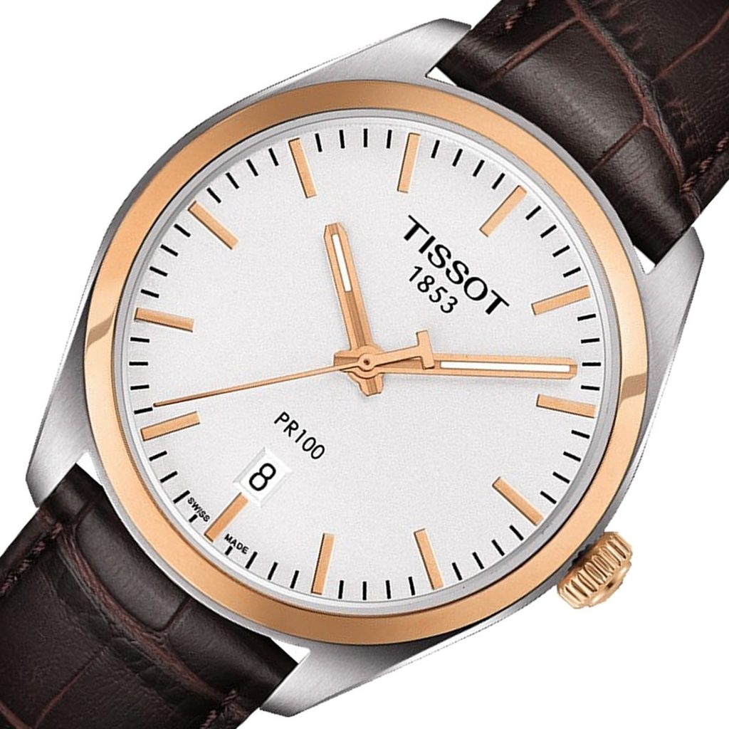Tissot T Classic PR 100 Quartz White Dial Brown Leather Strap Watch for Men - T101.410.26.031.00 Buy Now By Tissot