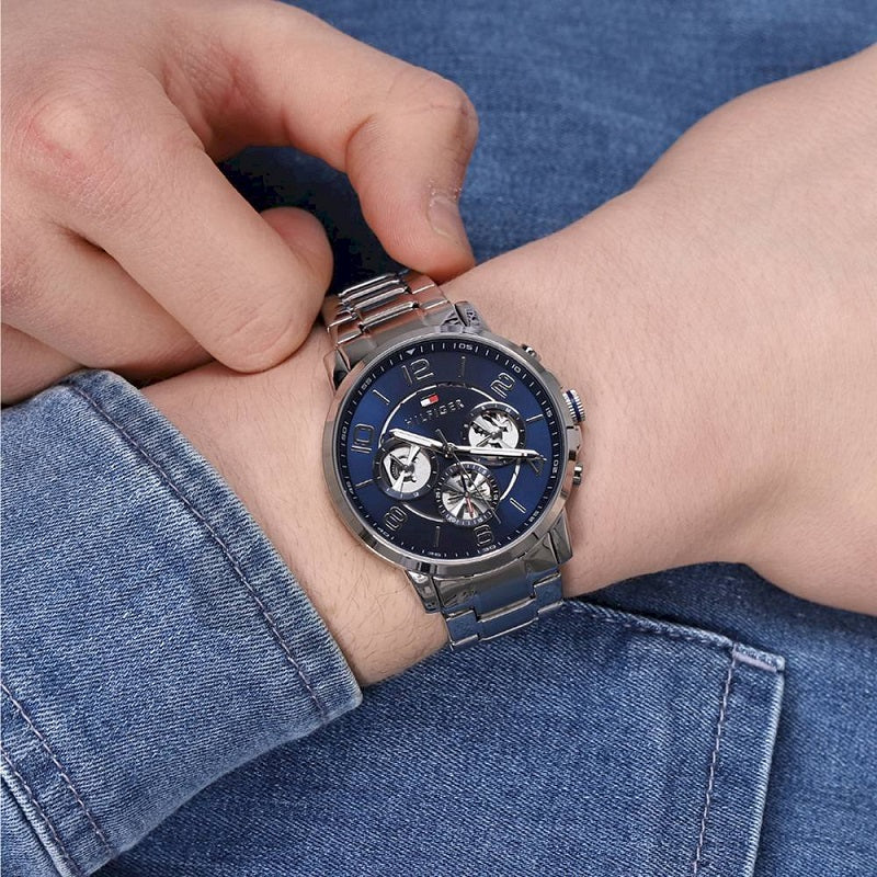 Tommy Hilfiger Keagan Blue Dial Silver Steel Strap Watch for Men - 1791293 Buy Now By Tommy Hilfiger