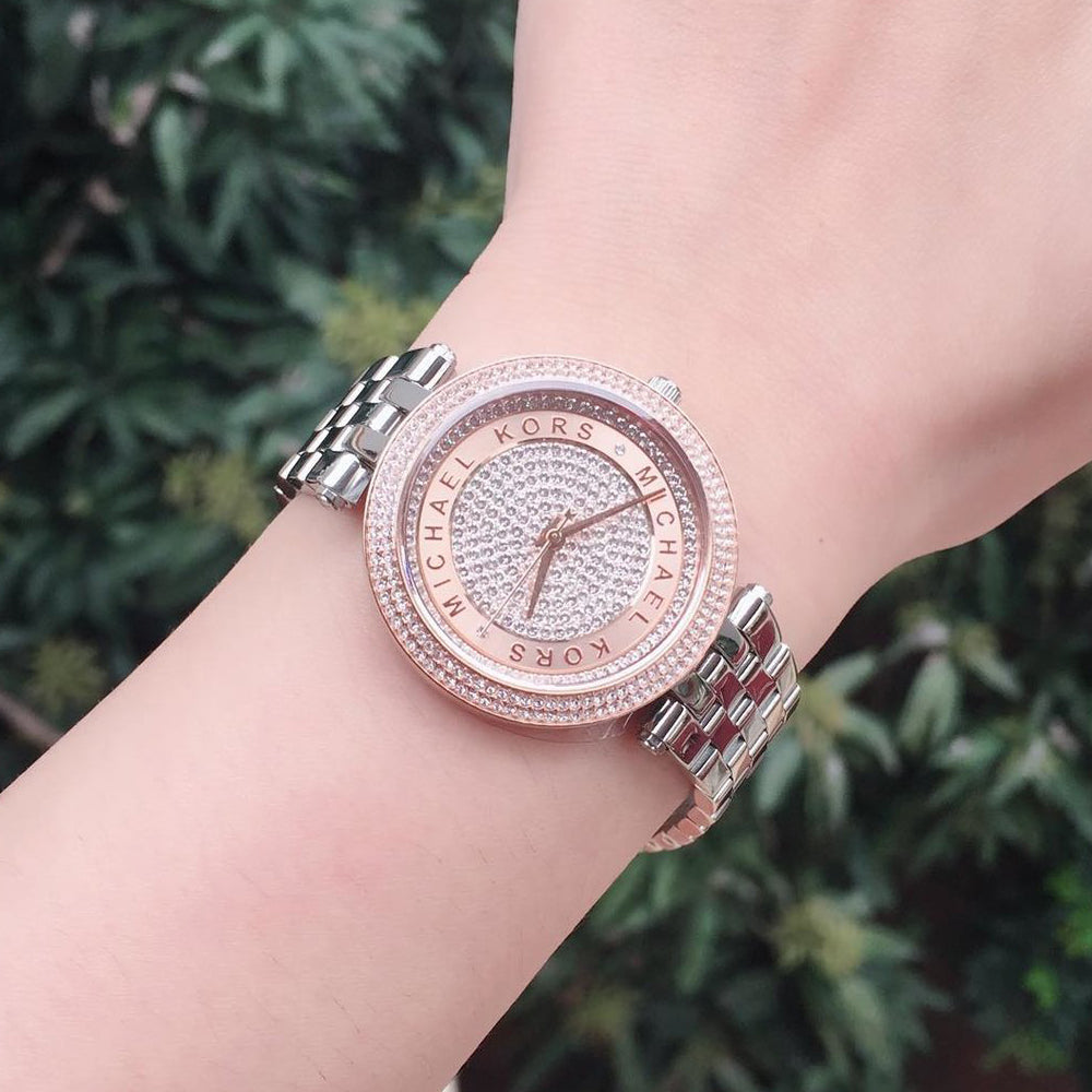 Michael Kors Darci Rose Gold Dial Silver Steel Strap Watch for Women - MK3446 Buy Now By Michael Kors
