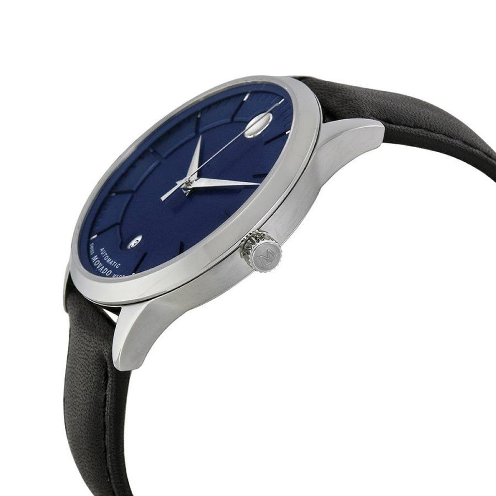Movado 1881 Automatic Blue Dial Black Leather Strap Watch For Men - 606874 Buy Now By Movado