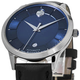 Movado 1881 Automatic Blue Dial Black Leather Strap Watch For Men - 606874 Buy Now By Movado