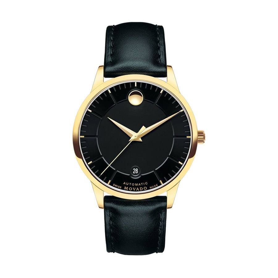 Movado 1881 Automatic Black Dial Black Leather Strap Watch For Men - 606875 Buy Now By Movado