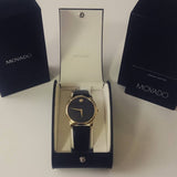 Movado Museum Black Dial Black Leather Strap Watch For Men - 606876 Buy Now By Movado