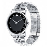 Movado Museum Diamonds Black Dial Silver Steel Strap Watch For Men - 606878 Buy Now By Movado