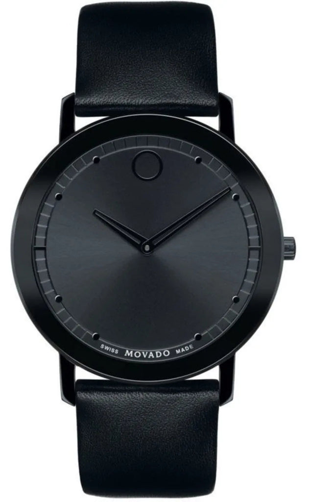 Movado Sapphire Black Dial Black Leather Strap Watch for Men - 606884 Buy Now By Movado