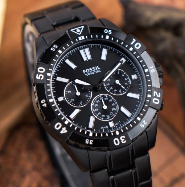 Fossil Garrett Chronograph Black Dial Black Steel Strap Watch for Men - FS5773 Buy Now By Fossil