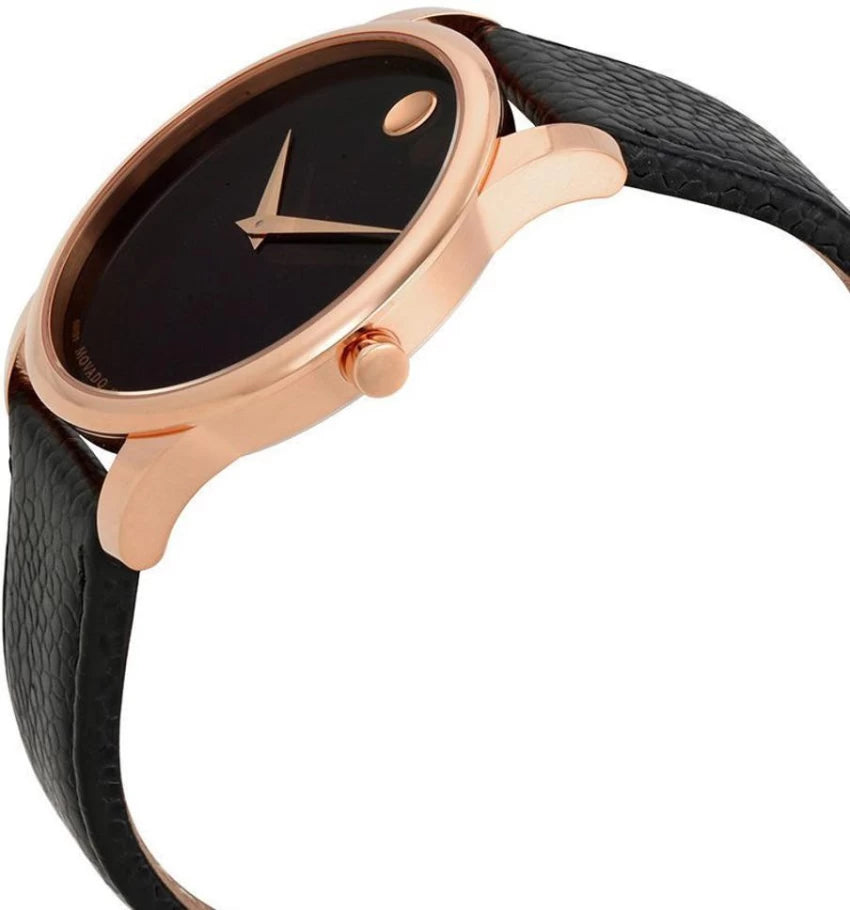Movado Museum Classic Black Dial Black Leather Strap Watch For Men - 607060 Buy Now By Movado