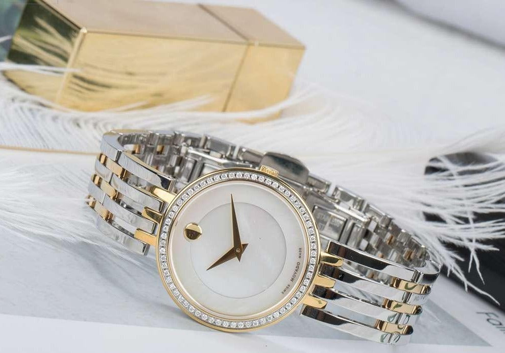 Movado Esperanza Mother of Pearl Dial Two Tone Steel Strap Watch For Women - 0607085 Buy Now By Movado