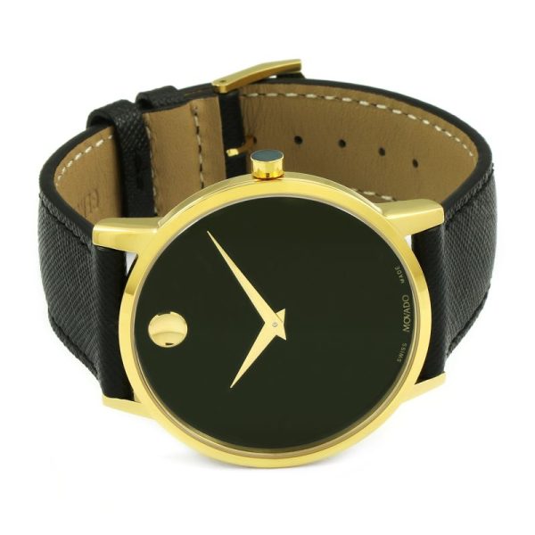 Movado Museum Classic Quartz Black Dial Black Leather Strap Watch for Men - 0607195 Buy Now By Movado
