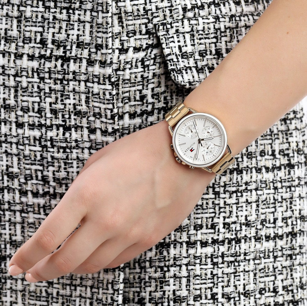 Tommy Hilfiger Carly White Dial Gold Steel Strap Watch for Women - 1781786 Buy Now By Tommy Hilfiger