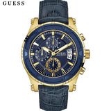 Guess Pinnacle Chronograph Quartz Blue Dial Blue Leather Strap Watch For Men - W0673G2 Buy Now By Guess