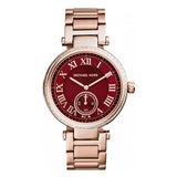Michael Kors Skylar Maroon Dial Rose Gold Steel Strap Watch for Women - MK6086 Buy Now By Michael Kors