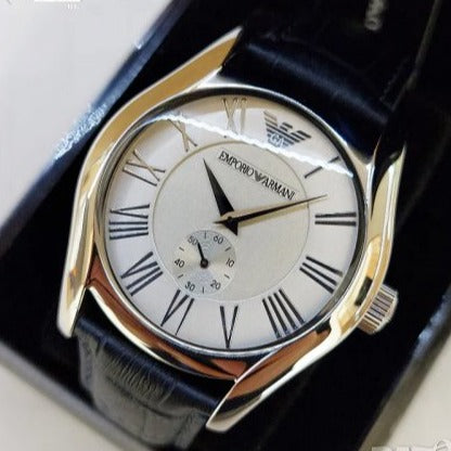 Emporio Armani Valente Quartz Silver Dial Grey Leather Strap Watch For Men - AR1666 Buy Now By Emporio Armani