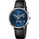 Calvin Klein High Noon Chronograph Blue Dial Black Leather Strap Watch for Men - K8M271CN Buy Now By Calvin Klein