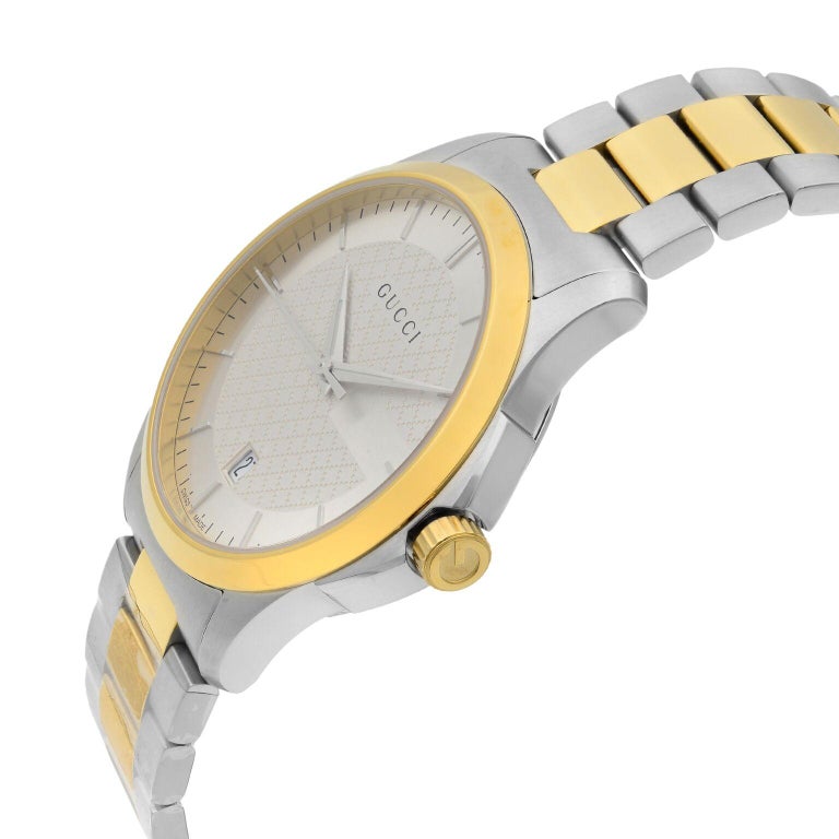 Gucci G Timeless Quartz Silver Dial Two Tone Steel Strap Watch For Men - YA126450 Buy Now By Gucci