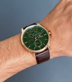 Tommy Hilfiger Hunter Green Dial Brown Leather Strap Watch for Men - 1791607 Buy Now By Tommy Hilfiger