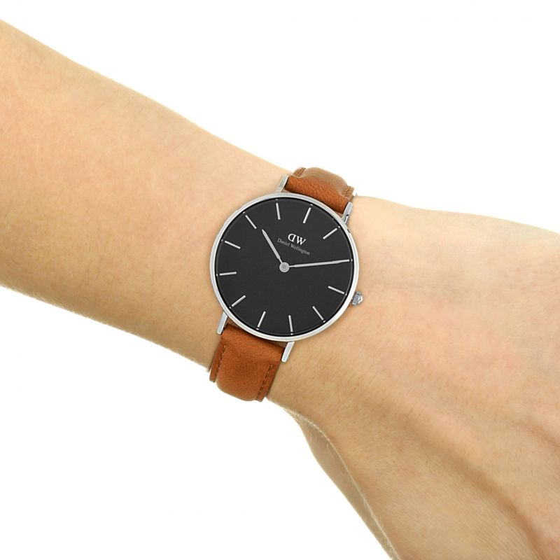 Daniel Wellington Petite Sterling Black Dial Brown Leather Strap Watch For Women - DW00100178 Buy Now By Daniel Wellington