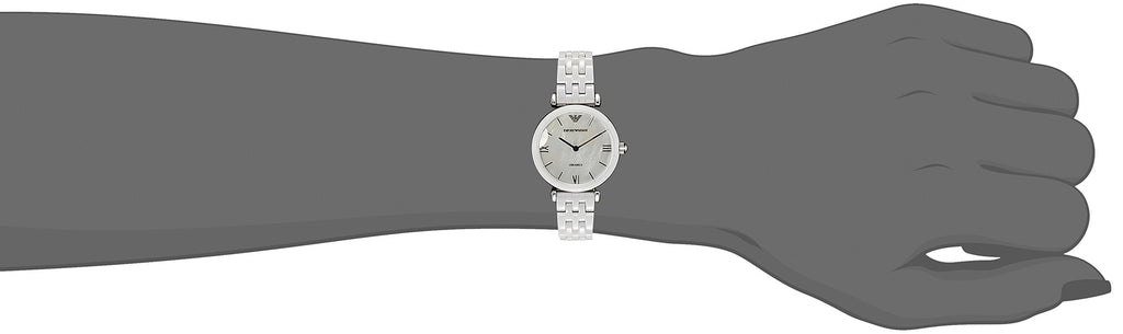 Emporio Armani Giannti T Bar Quartz Mother of Pearl Dial White Steel Strap Watch For Women - AR1485 Buy Now By Emporio Armani