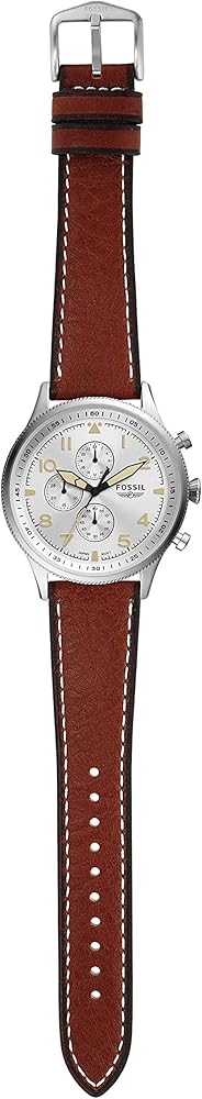 Fossil Retro Pilot Chronograph Silver Dial Brown Leather Strap Watch for Men - FS5809 Buy Now By Fossil