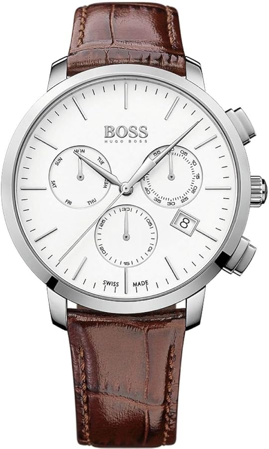 Hugo Boss Slim Chronograph White Dial Brown Leather Strap Watch For Men - 1513263 Buy Now By Hugo Boss
