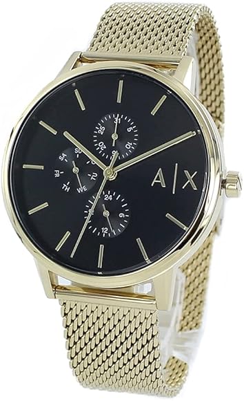 Armani Exchange Cayde Chronograph Black Dial Gold Mesh Strap Watch For Men - AX2715 Buy Now By Armani Exchange