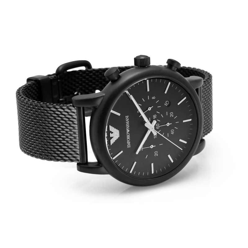 Emporio Armani Sport Chronograph Black Dial Black Mesh Bracelet Watch For Men - AR1968 Buy Now By Emporio Armani