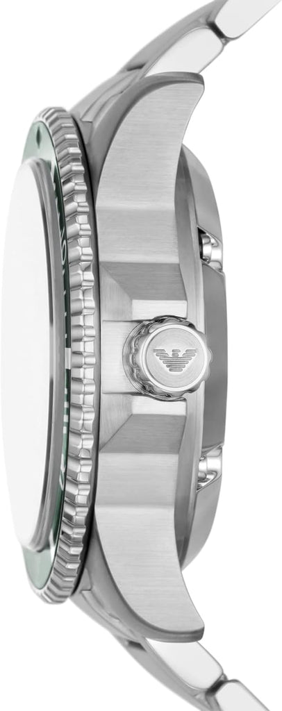 Emporio Armani Diver Automatic Green Dial Silver Steel Strap Watch For Men - AR60061 Buy Now By Emporio Armani