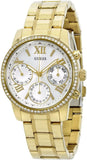 Guess Mini Sunrise Diamonds Silver Dial Gold Steel Strap Watch for Women - W0623L3 Buy Now By Guess