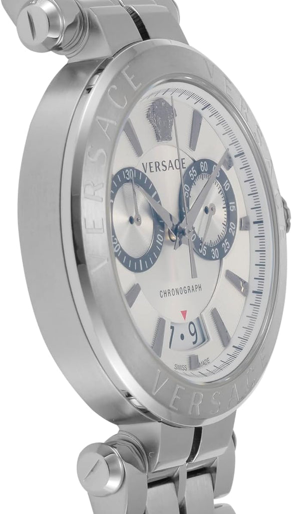 Versace Aion Chronograph White Dial Silver Steel Strap Watch for Men - VBR040017 Buy Now By Versace