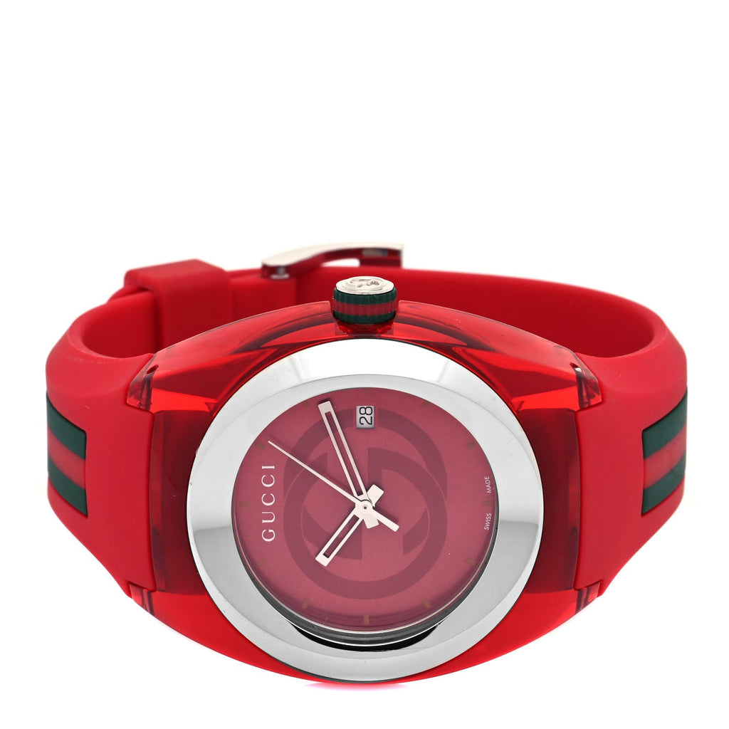Gucci Sync XXL Quartz Red Dial Red Rubber Strap Unisex Watch - YA137103 Buy Now By Gucci