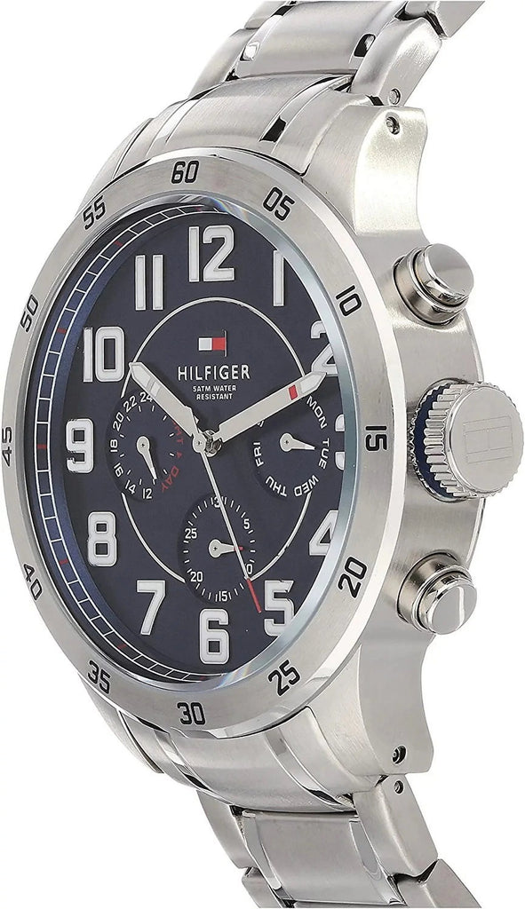 Tommy Hilfiger Trent Chronograph Blue Dial Silver Steel Strap Watch for Men - 1791053 Buy Now By Tommy Hilfiger