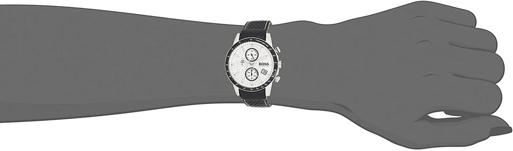 Hugo Boss Rafale Chronograh Quartz White Dial Black Leather Strap Watch For Men - HB1513403 Buy Now By Hugo Boss