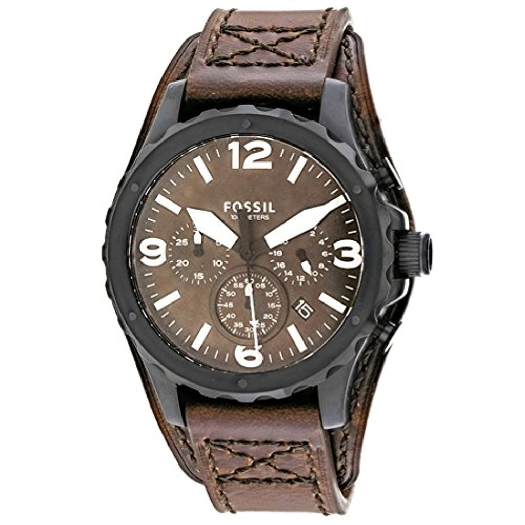 Fossil Nate Chronograph Brown Dial Brown Leather Strap Watch for Men - JR1511 Buy Now By Fossil