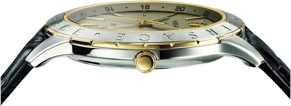 Versace Univers Beige Dial Black Leather Strap Watch for Men - VEBK00218 Buy Now By Versace