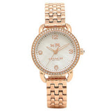 Coach Delancey Mother of Pearl White Dial Rose Gold Steel Strap Watch for Women - 14502479 Buy Now By Coach