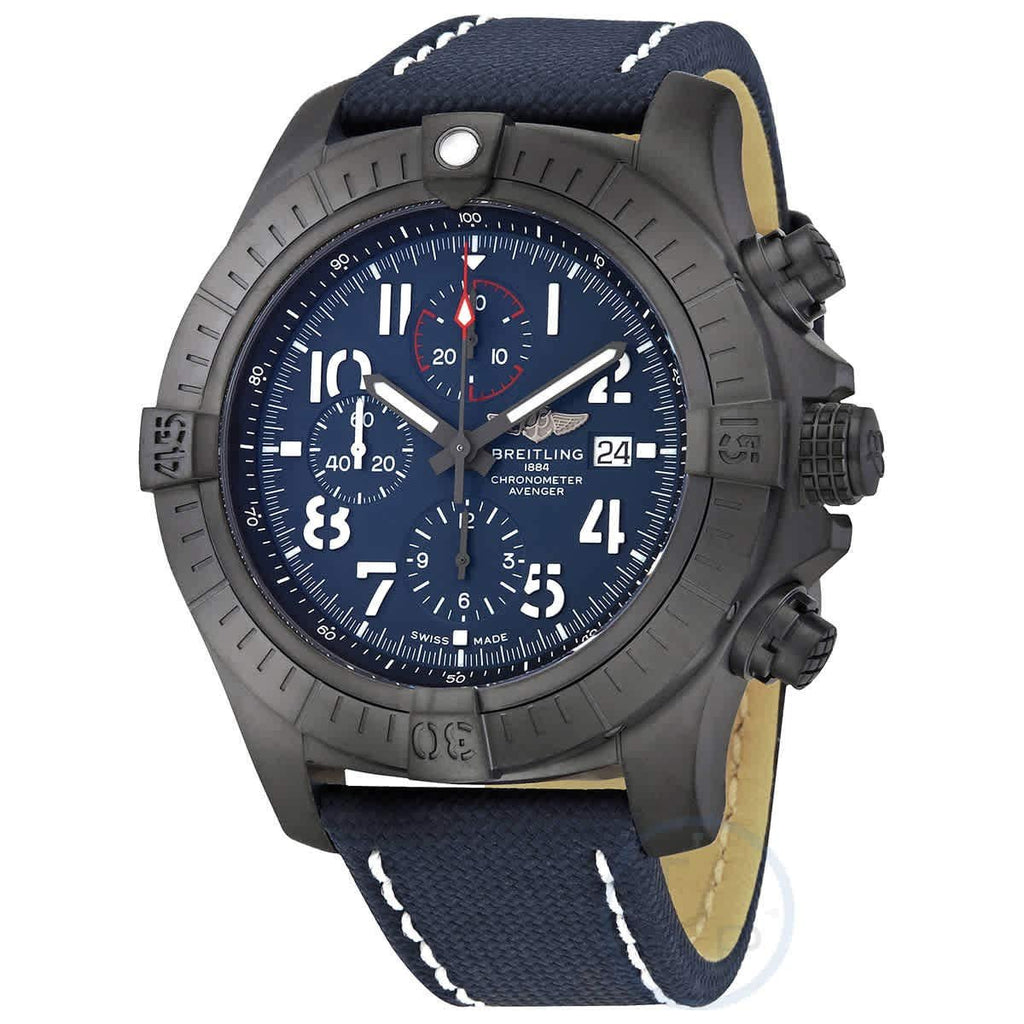 Breitling Super Avenger Chronograph 48 Night Mission Blue Dial Blue Leather Strap Watch for Men - V13375101C1X2 Buy Now By Breitling