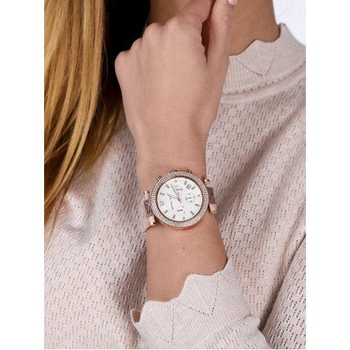 Michael Kors Parker Chronograph White Dial Pink Leather Strap Watch For Women - MK6935 Buy Now By Michael Kors