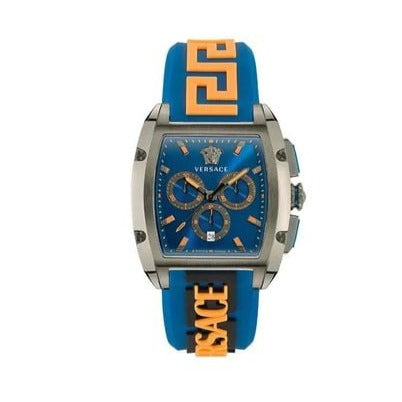 Versace Iconic Dominus Chronograph Blue Dial Blue Rubber Strap Watch For Men - VE6H00323 Buy Now By Versace