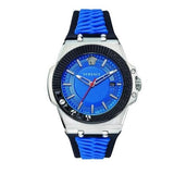 Versace Chain Reaction Quartz Blue Dial Blue & Black Leather Strap Watch for Men - VEDY00119 Buy Now By Versace