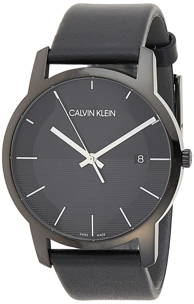 Calvin Klein City Quartz Black Dial Black Leather Strap Watch for Men - K2G2G4C1 Buy Now By Calvin Klein