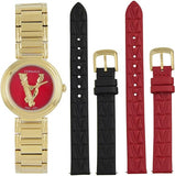 Versace Virtus Mini Quartz Red Dial Gold Steel Strap Watch For Women - VET300321 Buy Now By Versace
