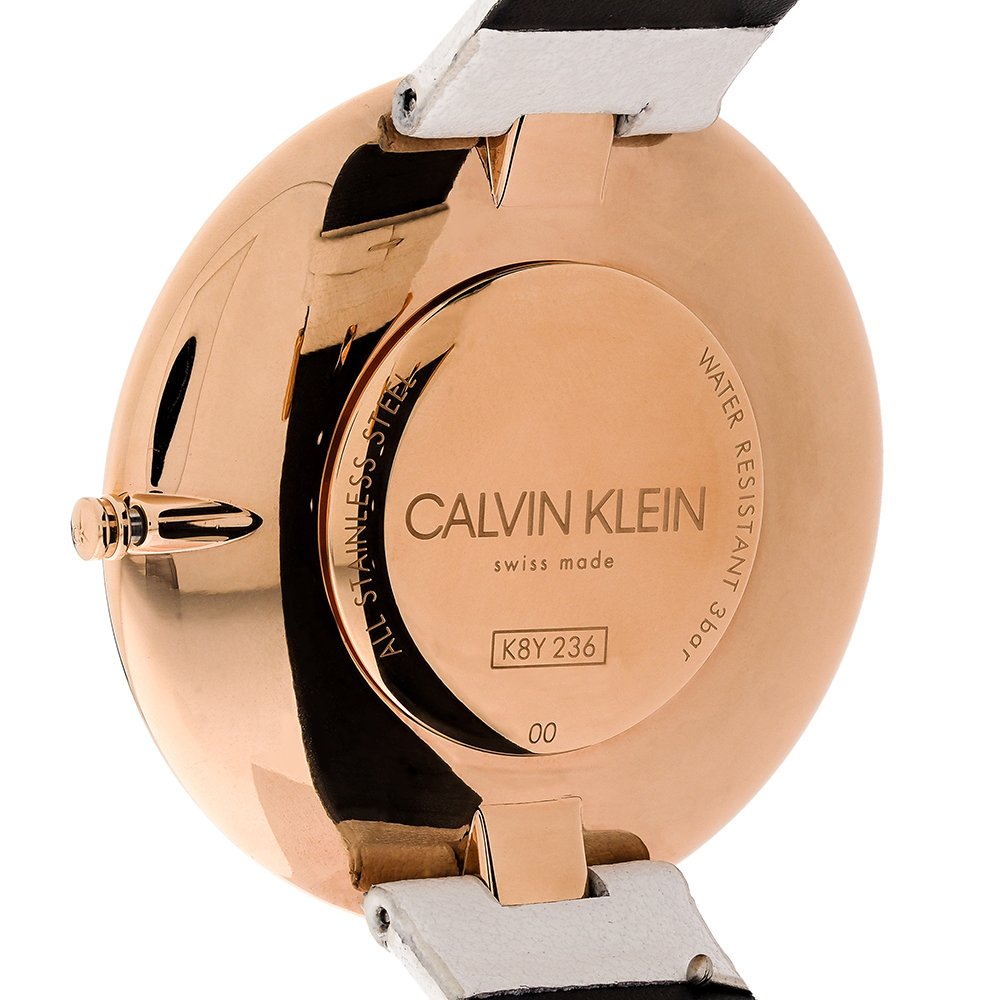Calvin Klein Full Moon White Dial White Leather Strap Watch for Women - K8Y236L6 Buy Now By Calvin Klein