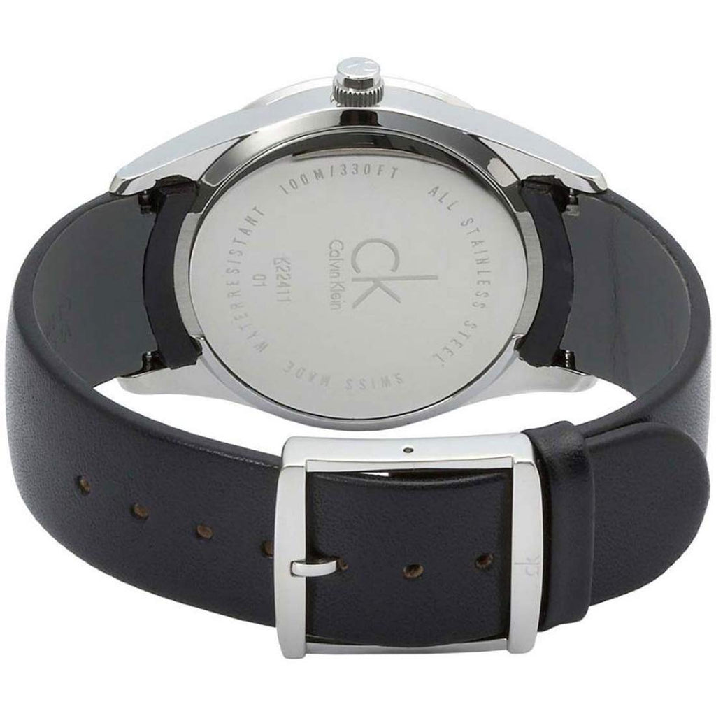 Calvin Klein Minimal Diamonds Black Dial Black Leather Strap Watch for Men - K3M211CS Buy Now By Calvin Klein